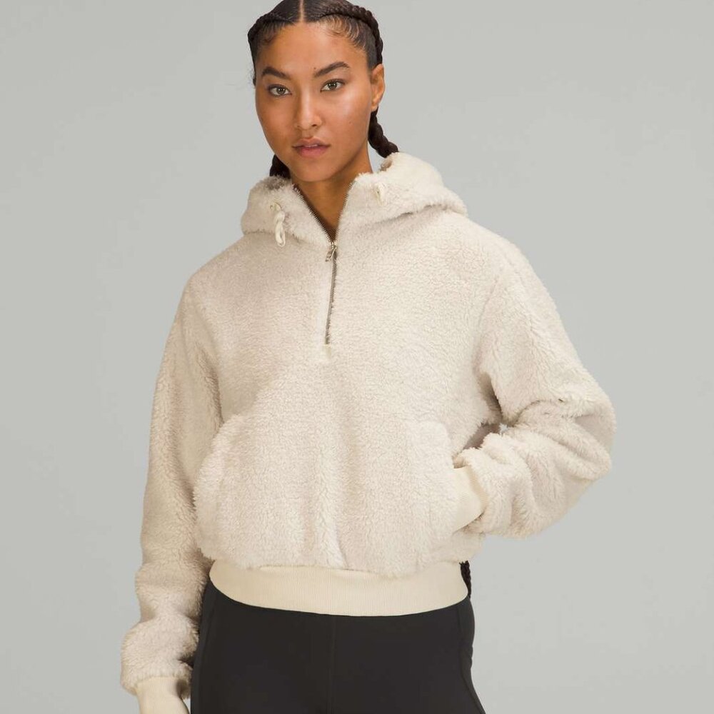 Lululemon Textured Fleece 1/2 Zip White Opal
